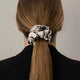 FLOWERED WHITE BLACK MATTE THIN HAIR TIE HANDMADE