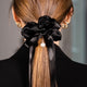 CLASSIC BLACK SCRUNCHIE WITH RIBBON AND PEARL