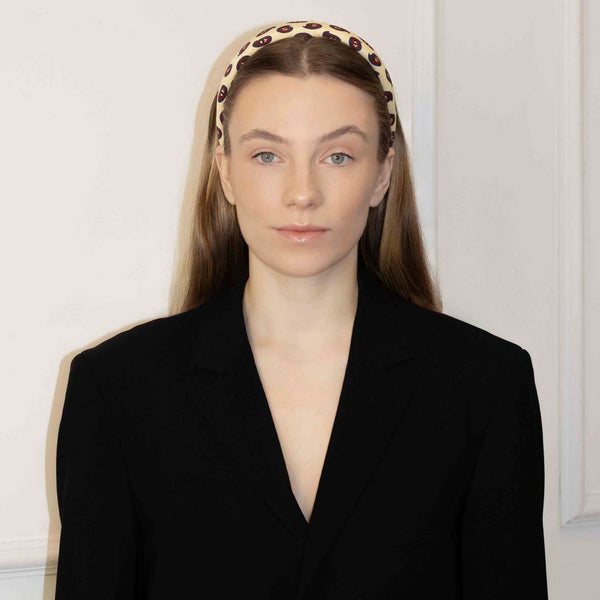 NATURAL SILK UNIQUE YELLOW PATTERNED HEADBAND