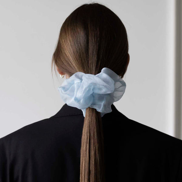 SILK ORGANZA MAXI BLUE HAIR TIE