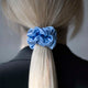 BLUE NATURAL SILK THIN HAIR TIE HANDMADE